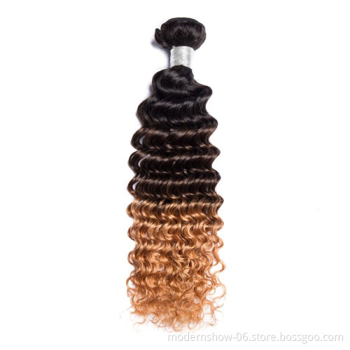 Tone Curly Wave 1b 4 27 Ombre Color Brazilian Virgin Cuticle Aligned Hair Bundles